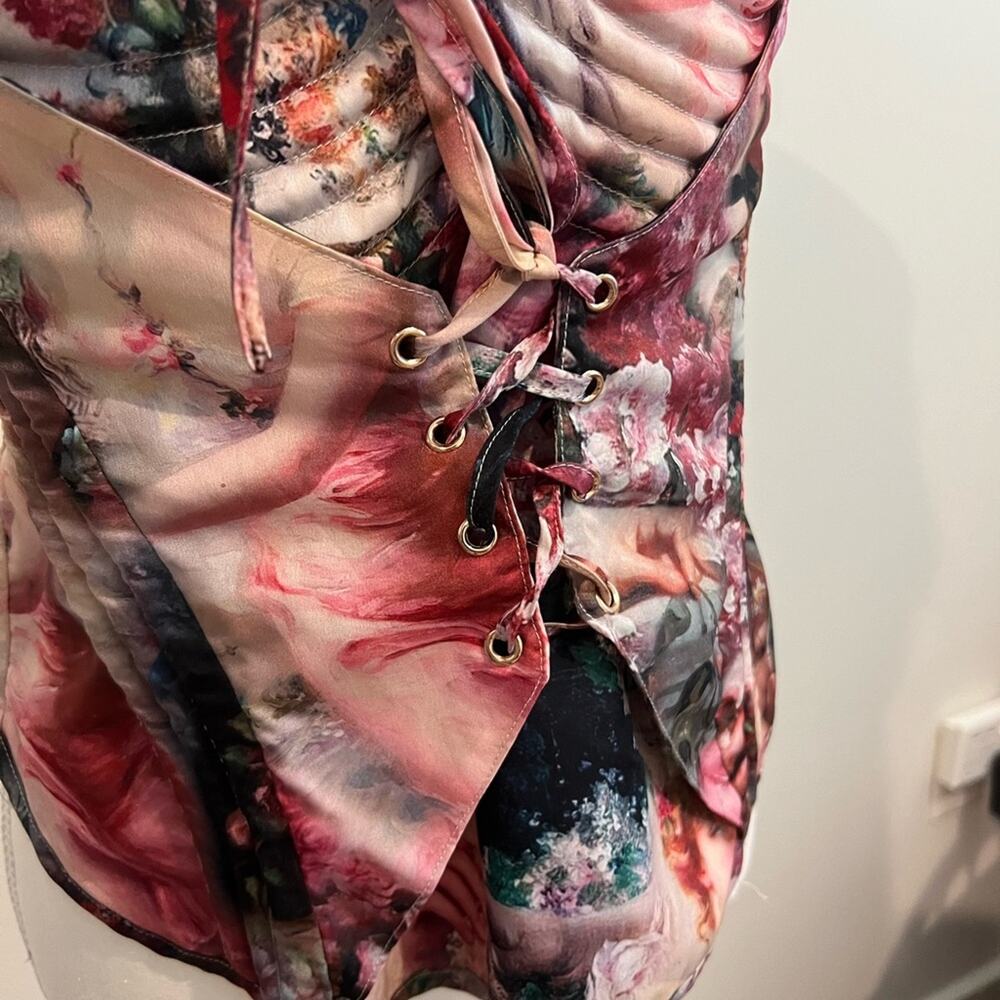 Pretty Little Thing Top Women 8 Rose Renaissance Strappy Quilt Detail Corset - Picture 4 of 11